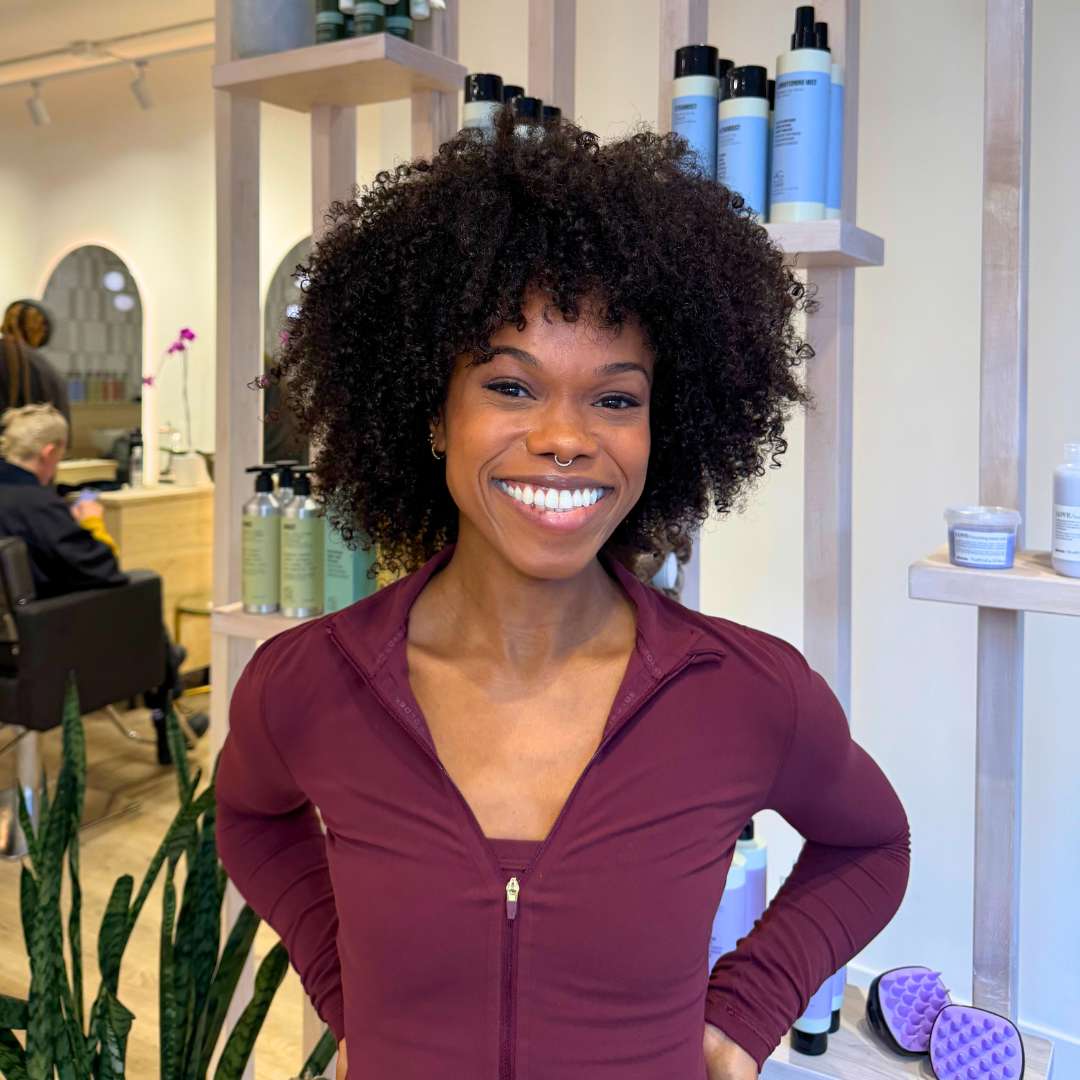 Close-up view of finished curls with added volume and definition